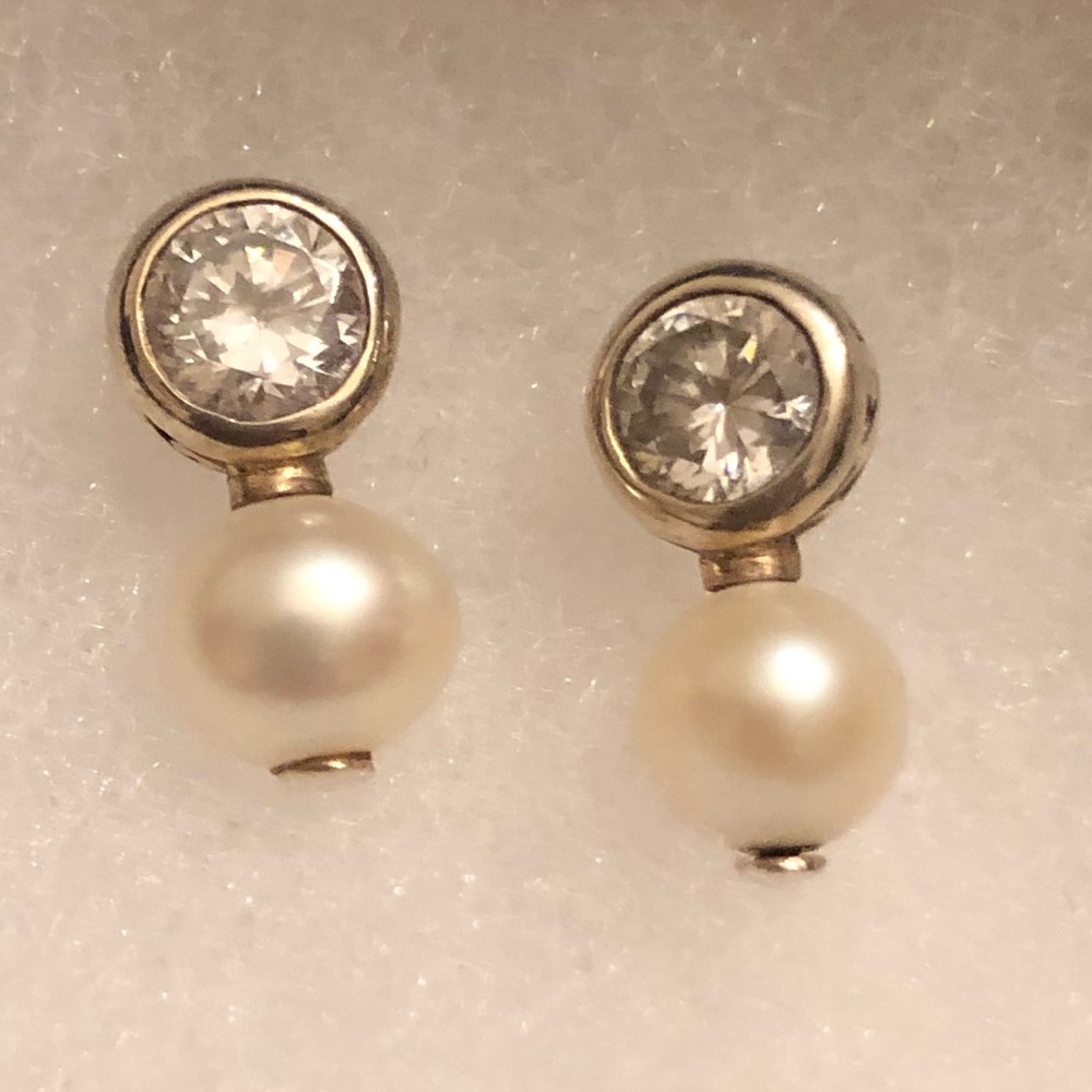 Rare Silpada Filigree Sterling Silver Pearl Cubic Zirconia Post Earrings P2118 - Picture 11 of 16